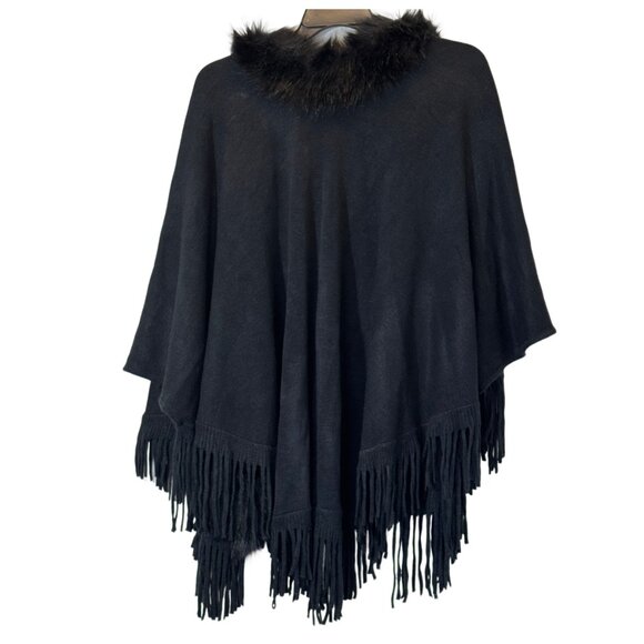 Women  Black Faux Fur Jacket Size OS - Picture 3 of 3